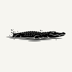Crocodile in Shadow: An artistic depiction of a sleek crocodile gliding through the water, rendered in a striking black shadow.