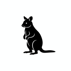 Quokka Silhouette: A striking silhouette of a quokka, an endearing marsupial known for its friendly demeanor and cheerful expression, stands poised against a clean backdrop. 