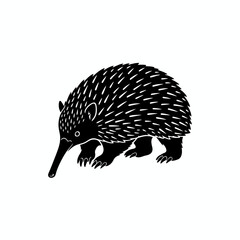 Echidna Silhouette: A striking black and white silhouette of an echidna, showcasing its unique features and capturing the essence of this remarkable creature.