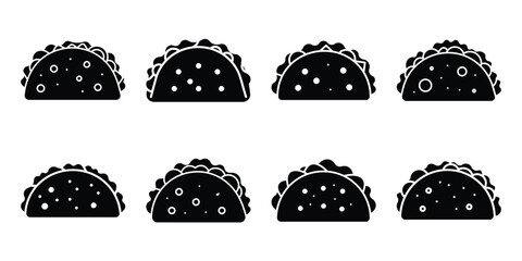 taco  vector icon set illustration black and white