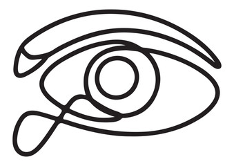 Minimal one line eye vector illustration for medical, vision care and optical design