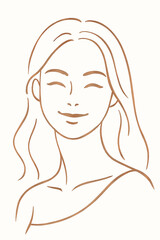 Minimal sketch portrait of a young woman with gentle smile.