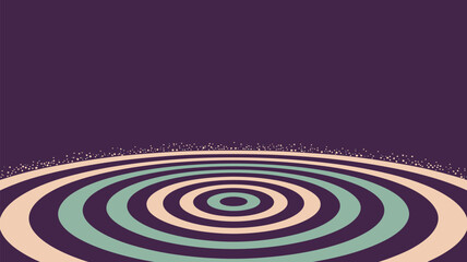 A geometric pattern featuring concentric circles in shades of purple, beige, and light blue design art