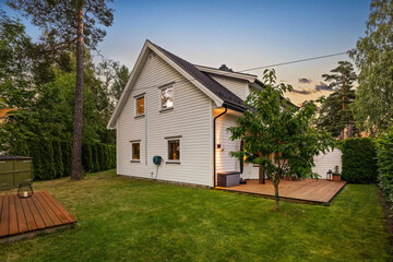 Modern villa exterior in minimal scandinavian style, 3d rendering © evgenij