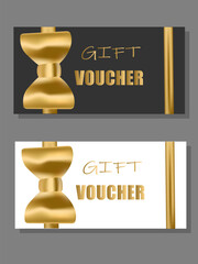 Luxury Gift Voucher Design with Gold Hourglass Icon on Dark and Light Backgrounds


