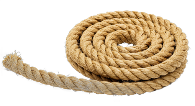 Coiled rope made of natural fibers ready for various uses and applications.