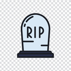 This PNG showcases a tombstone with the text &ldquo;RIP,&rdquo; perfect for horror-themed posters, Halloween party d&eacute;cor, and spooky graphic projects.