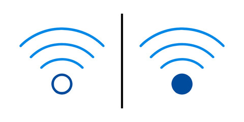 Connectivity in Contrast: Two wifi signal icons, one indicating low connectivity and the other signaling a strong connection, placed side by side, each capturing the nuances of signal strength.