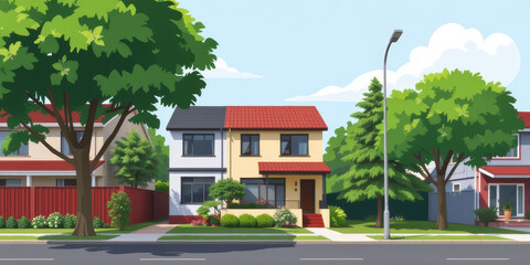 Charming dwelling unit surrounded by lush trees and greenery, showcasing beautiful accessory