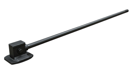 Long black industrial metal lever arm tool isolated.