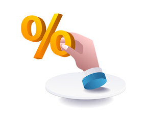 Business Percentage Symbol in Hand Illustration