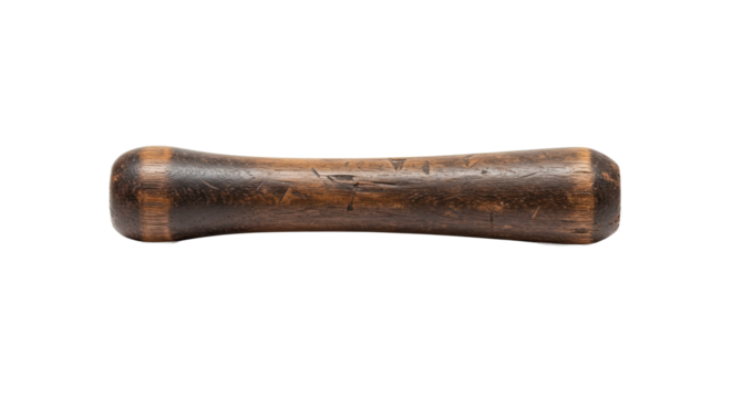 Vintage wooden hand grip exerciser or massage tool isolated.