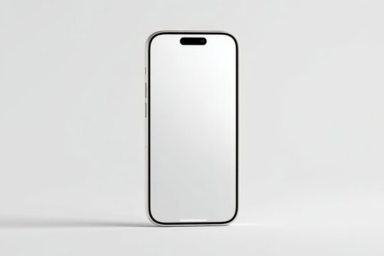 Sleek modern smartphone with blank screen, minimalistic style, isolated on light background. Concept of technology and digital device