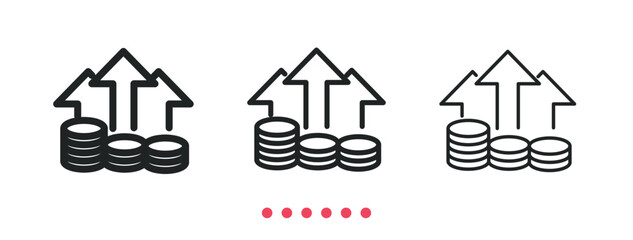 Growth and finance icon. Thin line icon vector