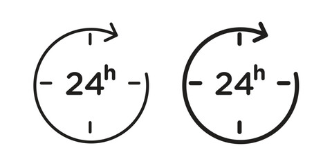 24 Hrs icon outline illustration sign