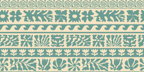 Vector seamless pattern in simple groovy naive style, geometric shapes hand drawn design background, modern art prints, surface design
