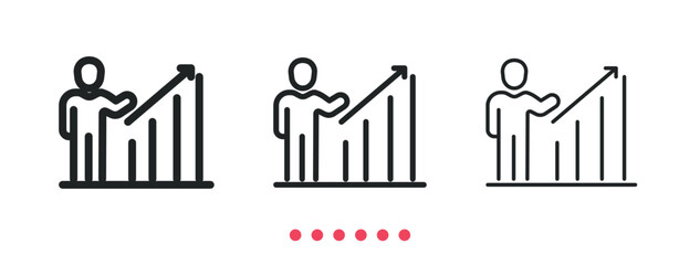 Growth and finance icon. Thin line icon vector