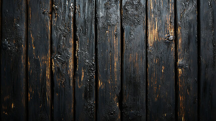 Burnt Wood Texture – Charred Black Wooden Board and Dark Damaged Wall Surface