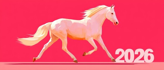 Joyful new year festival celebrating the zodiac horse in 2026 vibrant environment with flat icon style theme