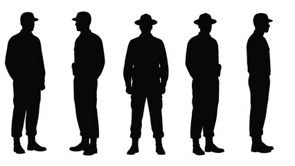 Military and Authority Figure Silhouettes Set