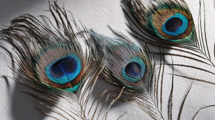 Naklejka premium Abstract peacock feather, macro close up. Vivid exotic bird feather background