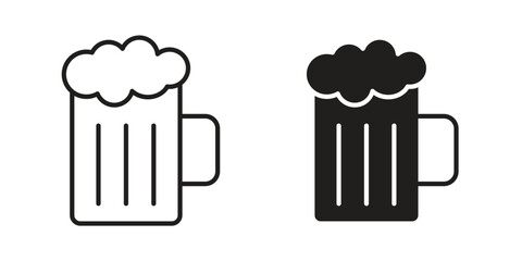 Beer mug icon outline illustration sign