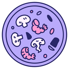 fried shrimp and mushroom brazil dish in bright neon color