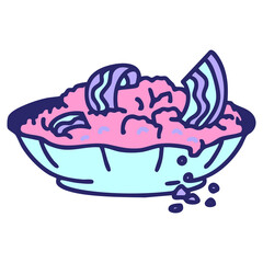 traditional brazilian farofa bacon and breadcrumbs in bright neon color