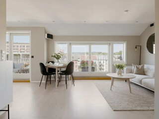 modern apartment living room interior, 3d render