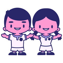 male and female Brazil soccer players in bright neon color