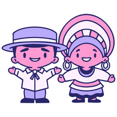 brazil couple in traditional clothing in bright neon color