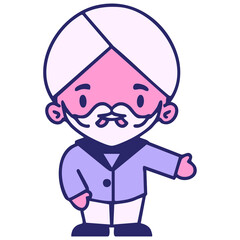 Obraz premium indian man with turban indicating direction in bright neon color