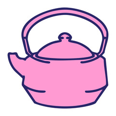 a  teapot of japanese tea in bright neon color