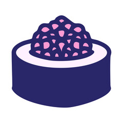 traditional japanese sushi rolled with rice in bright neon color