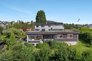 Modern villa exterior in minimal scandinavian style, 3d rendering