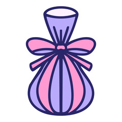 wrapped gift in japanese omiyage tradition in bright neon color