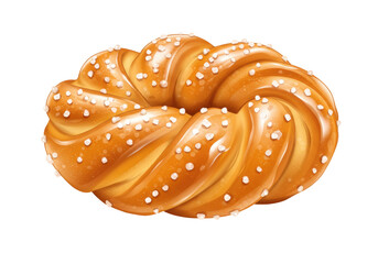 Sweet braided bread with sugar isolated on transparent background, delicious pastry for bakery and breakfast menu PNG
