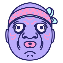 japanese hyottoko noh theatre mask in bright neon color