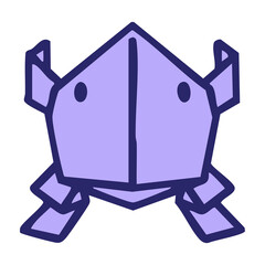 japanese folded paper origami jumping frog in bright neon color