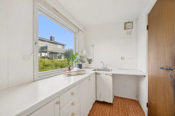 Modern luxury kitchen interior in minimal scandinavian style, 3d render