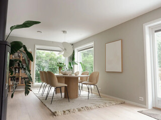 modern luxury dining room interior, 3d render