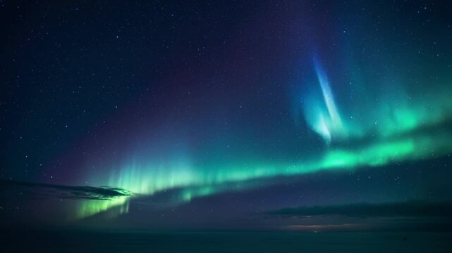 Aurora Borealis Northern Lights over Night Sky &ndash; Seamless Loop Background in 4K