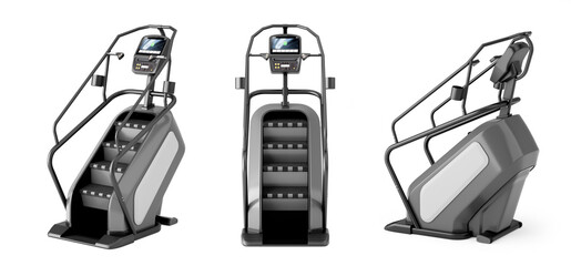 Stair climbing machine for indoor gym, exercise sport concept. Isolated on white background . 3D render