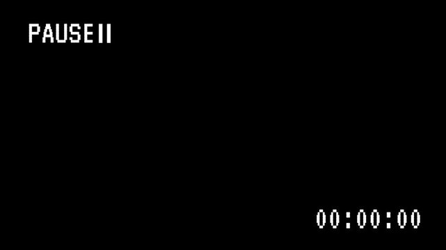 sign pause, An old damaged VHS tape pause,appearing with a noise effect.4k video
