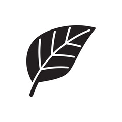 Solid Glyph Leaf Icon Symbol for Nature and Ecology Design