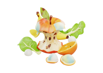 Rotten fruit core isolated on transparent background