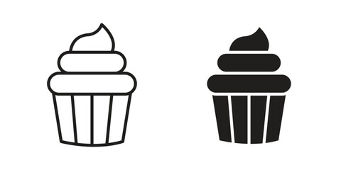 Cupcake icon outline illustration sign