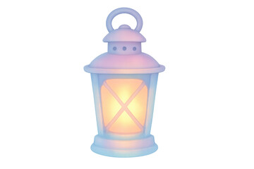 Pastel glowing lantern celebrating ramadan with transparent background
