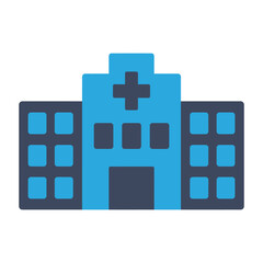 Fototapeta premium Illustration of a blue hospital building with a cross isolated on white background