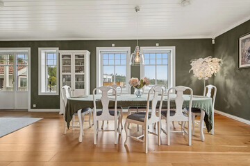 modern luxury dining room interior, 3d render